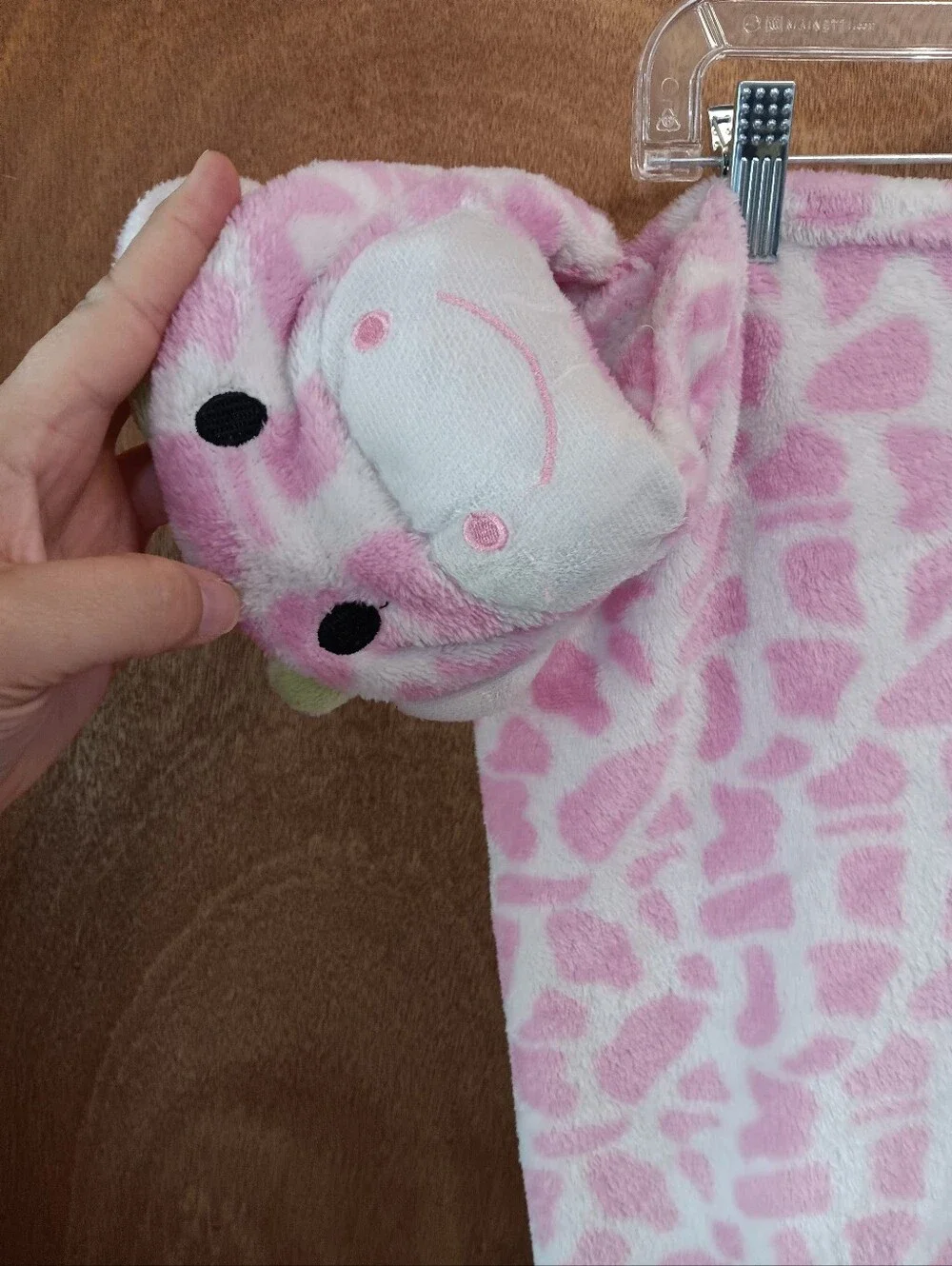 Plush Pink Giraffe Hooded Kids Toy Blanket